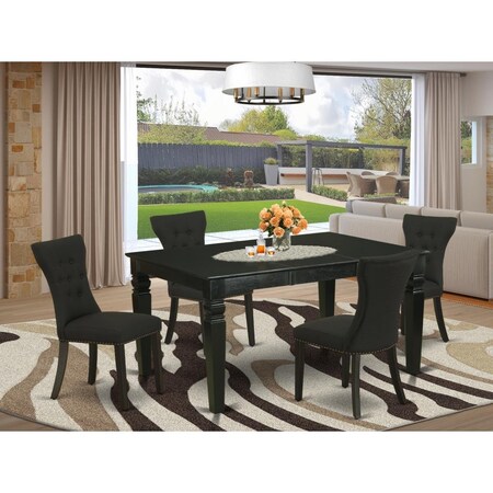 East West Furniture 5 Piece Weston Dining Room Table Set - Black WEGA5-BLK-24